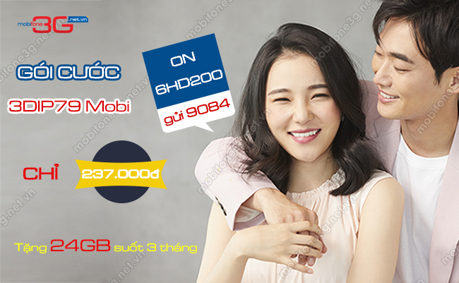 Gói 3DIP79 MobiFone nhận 24GB, Free 100% data tiện ích goi cuoc 3dip79 mobifone