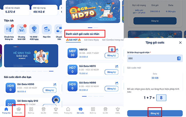 tang goi cuoc 4g mobifone cho thue bao khac