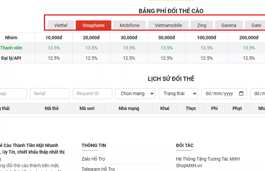 phi doi the cao sang tai khoan ngan hang