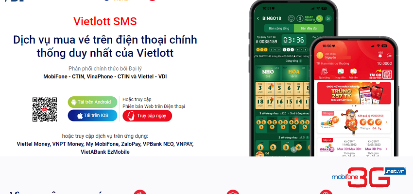 Tai ung dung Vietlott SMS MobiFone