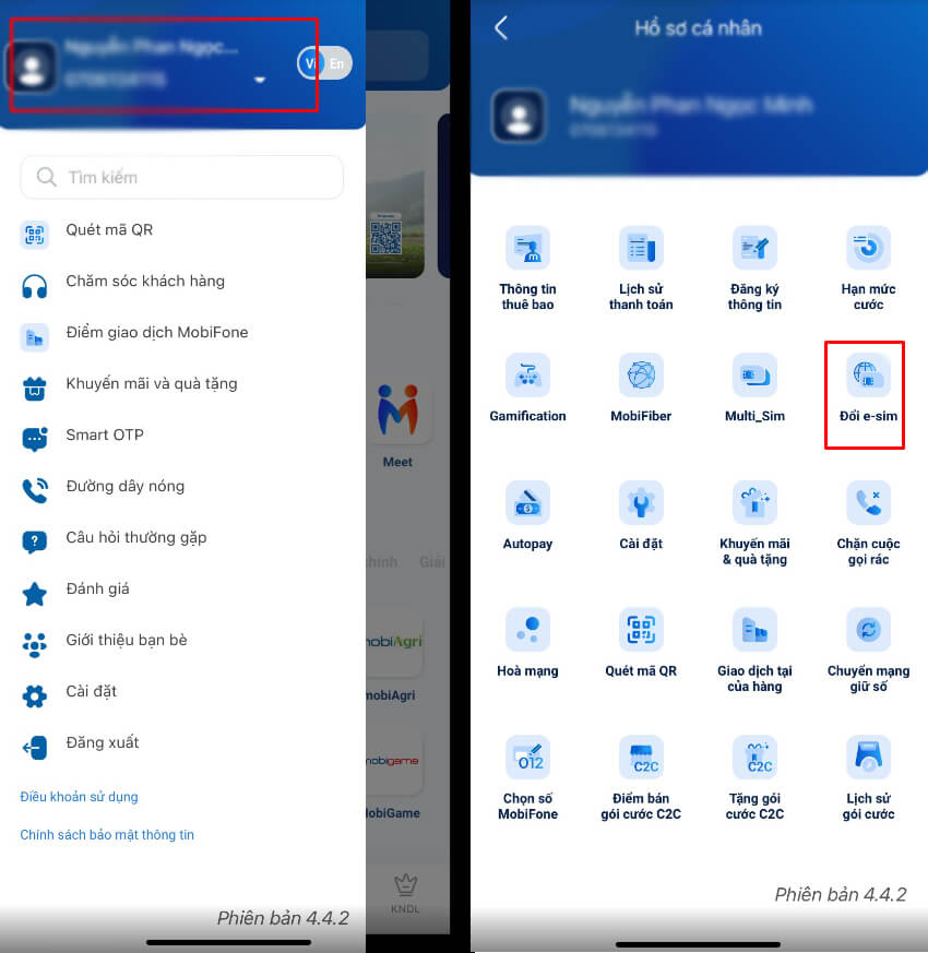 doi esim mobifone