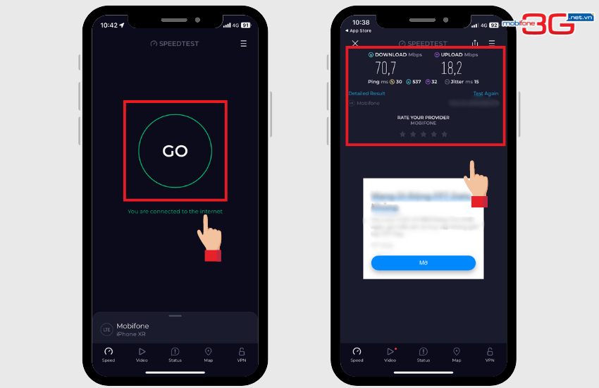 kiem tra toc do 4g mobi bang speedtest