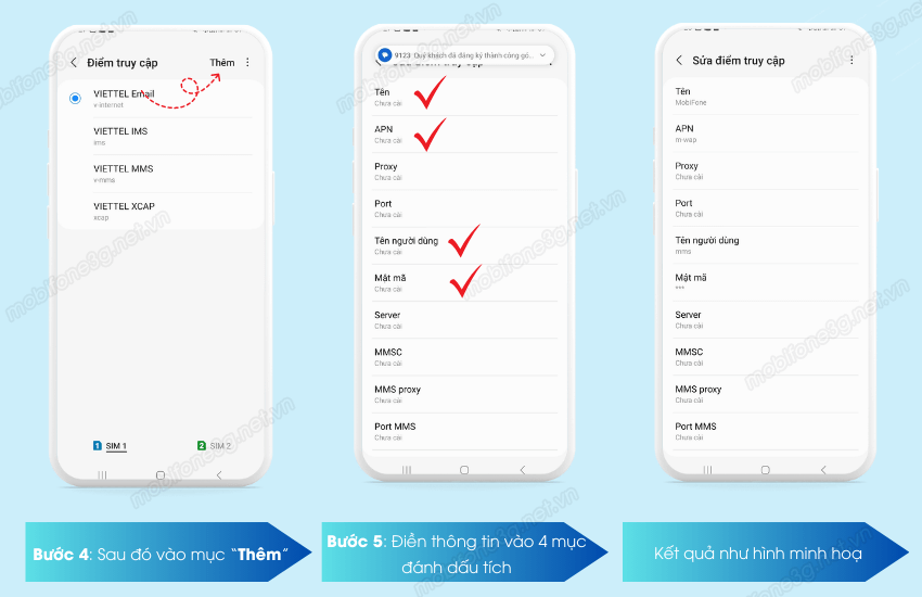 Cài đặt APN MobiFone