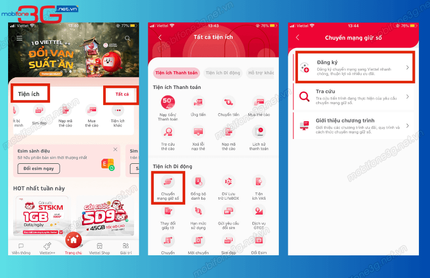 chuyen mang giu so tu mobifone sang viettel online