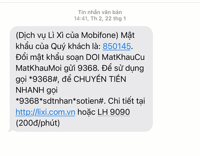 mat khau chuyen tien cua mobifone