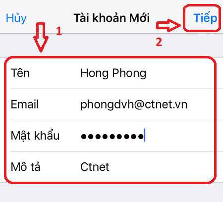 đăng nhập email công ty trên iPhone