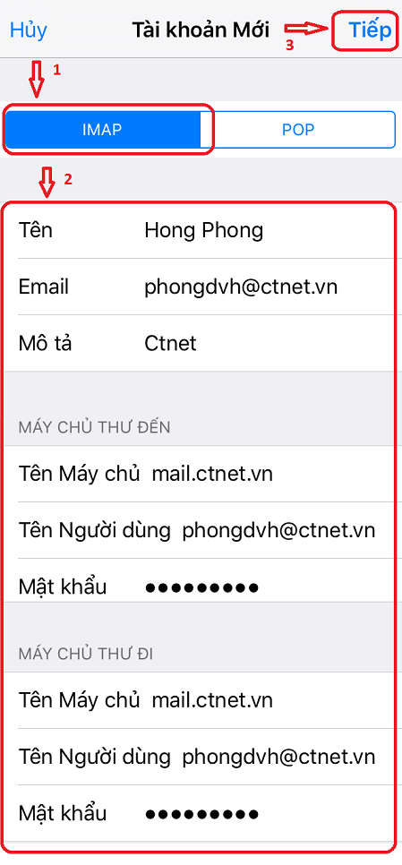 cách đăng nhập email công ty trên iPhone