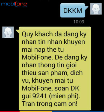 Đăng ký nhận tin nhắn khuyến mãi MobiFone Đăng ký nhận tin nhắn khuyến mãi MobiFone