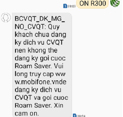 Chuyển vùng quốc tế MobiFone không được Chuyển vùng quốc tế MobiFone không được