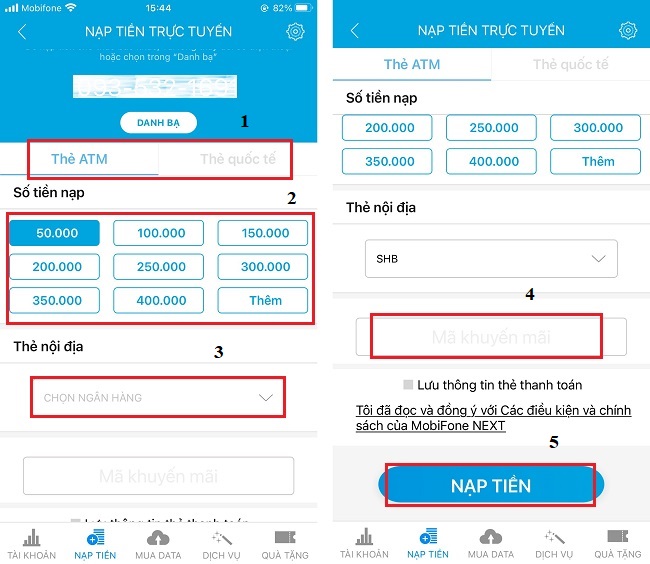 nap tien truc tuyen bang MobiFone Next cach nap tien bang ung dung MobiFone Next