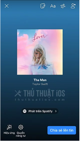 share bai hat tu spotify len stories cua facebook