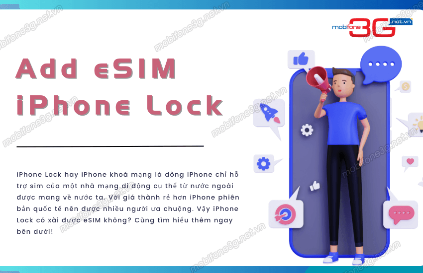 Thêm esim vào iphone lock